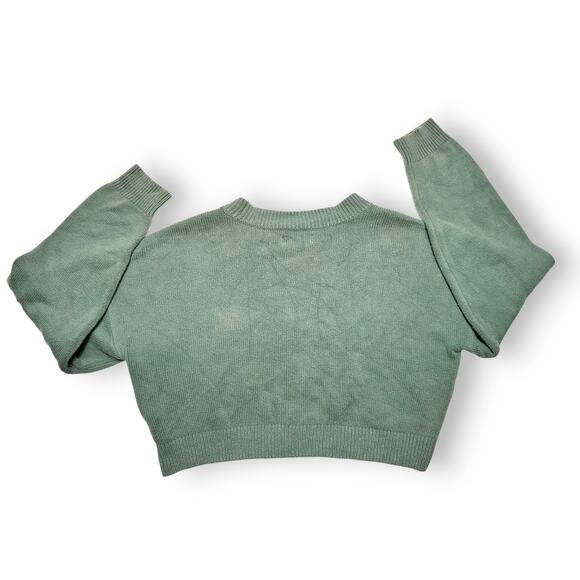 Y2k Hollister Argyle Knit Green/Blue Slight Crop Cardigan Sweater Size Medium - Picture 6 of 14
